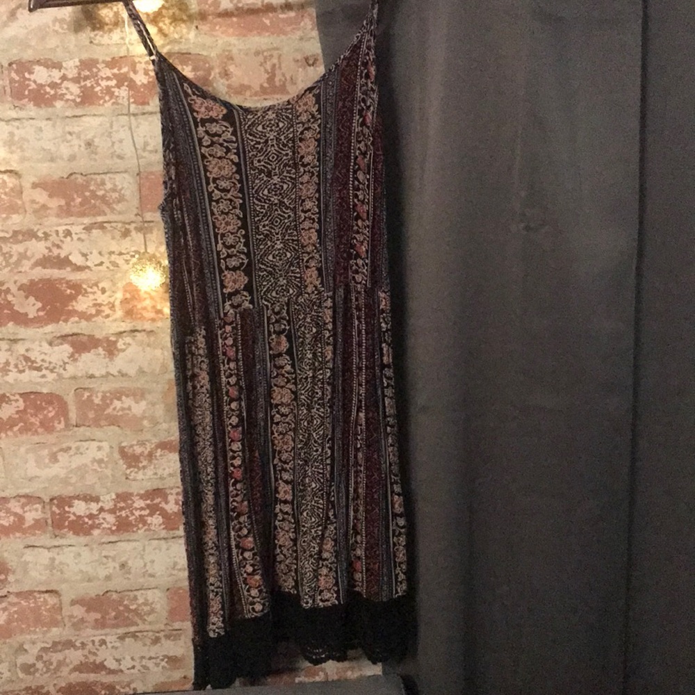 Bohemian crochet-trim tank dress.